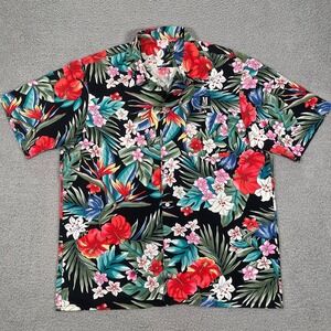 Vintage Scorpio Hawaiian Shirt Mens L Multicolor Masters Golf Embroiderey Floral